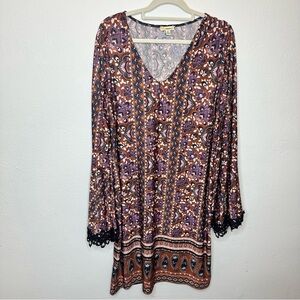 Haaui Rust Multicolorored Babydoll Printed Dress Size XLarge